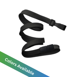 3/8" Flat Braid Lanyard with Breakaway and Wide No-Swivel Plastic Hook (100 Pack)