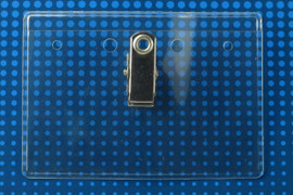 Clear Vinyl Horizontal Badge Holder with U Clip 3.63" x 2.38" (100 Pack)