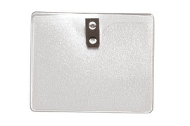 Clear Vinyl Horizontal Badge Holder with 2-Hole Clip 3.94" x 3.03" (100 Pack)