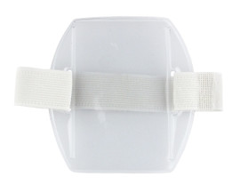 Clear Vinyl Vertical Arm Band Badge Holder with White Strap, 2.75" x 3.8" (25 Pack)