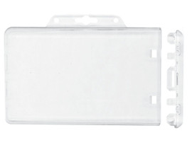 Clear Plastic Horizontal Permanent Locking Card Holder, 3.38" x 2.18" (50 Pack)