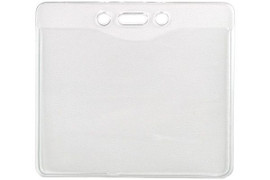 Clear Vinyl Horizontal Badge Holder with Slot and Chain Holes, 4" x 3.17" (100 Pack)