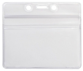 Clear Vinyl Horizontal Badge Holder with Zip Closure, 3.63" x 2.5" (100 Pack)