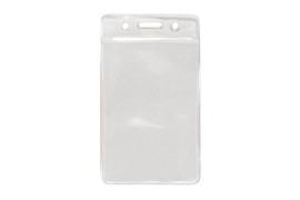 Clear Vinyl Vertical Badge Holder with Color Bar, 3.75" x 2.63" (100 Pack)