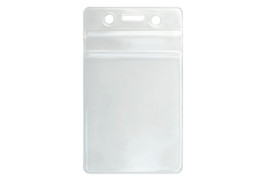 Clear Vinyl Vertical Badge Holder with Resealable Closure, Slot and Chain Holes, 2.4" x 3.6" (100 Pack)