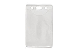 Clear Vinyl Vertical Badge Holder with Slot and Chain Holes, 2.3" x 3.38" (100 pack)