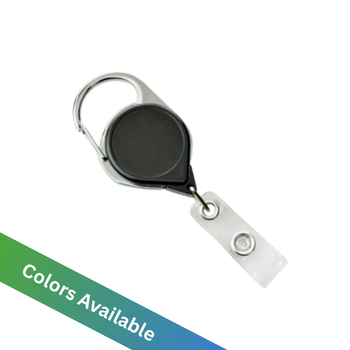 Badge Reel Carabiner with Belt Clip and Clear Strap (50 Pack)