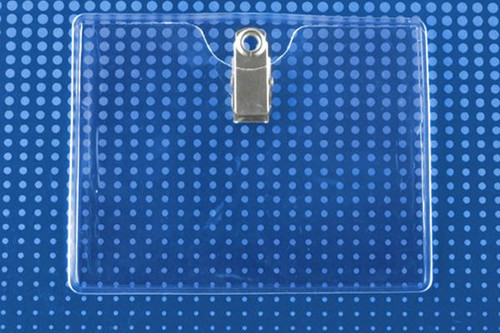 Premium Vinyl Horizontal Clip-on Badge Holder 4" x 3" (100 Pack)