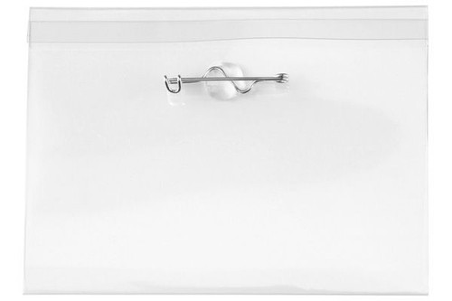 Clear Rigid Vinyl Horizontal Name Tag Holder with Nickel-Plated Steel Pin 4" x 3" (100 Pack)
