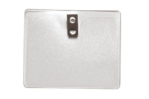 Clear Vinyl Horizontal Badge Holder with 2-Hole Clip 3.94" x 3.03" (100 Pack)