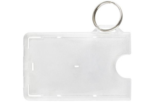 Frosted Rigid Plastic Horizontal 1-Card Holder with Slot and Key Ring 3.38 x 2.13" (50 Pack)