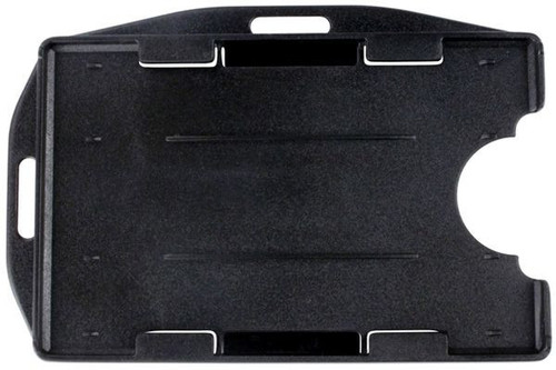 Black Rigid Plastic Horizontal and Vertical Open Face 2-Card Badge Holder (50 Pack)