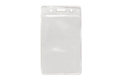 Clear Vinyl Vertical Badge Holder with Color Bar, 3.75" x 2.63" (100 Pack)