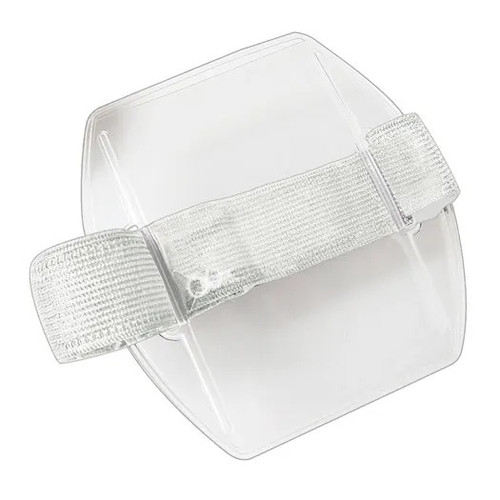 Clear Vinyl Vertical Arm Band Badge Holder with White Strap, 2.38" x 3.38" (25 Pack)