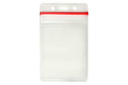 Clear Vinyl Vertical Badge Holder with Resealable Top, 2.38" x 3.875" (100 pack)