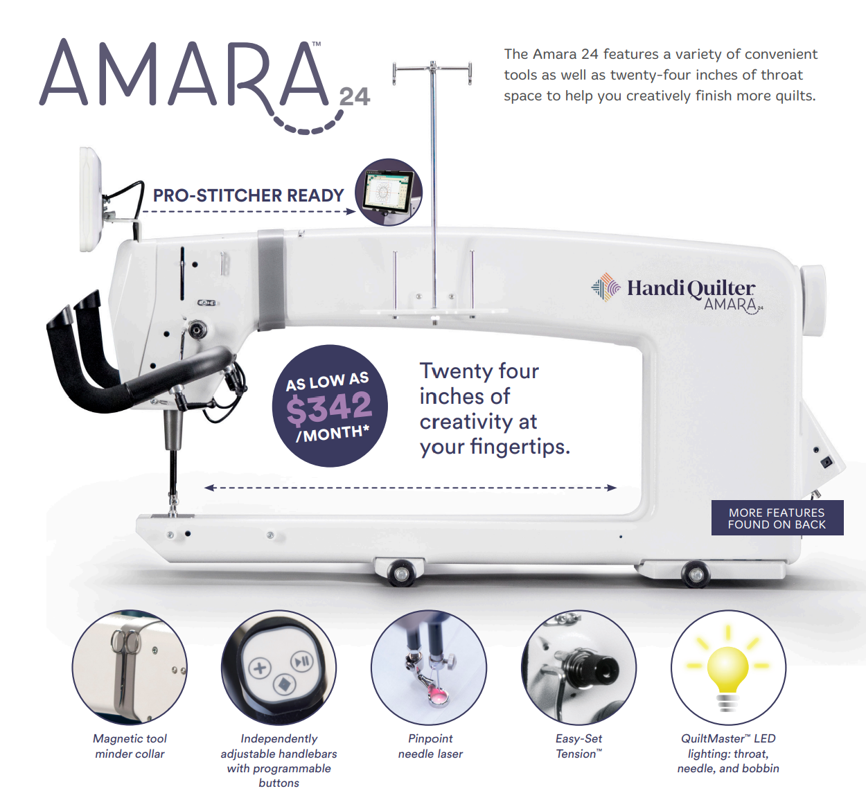 Handi Quilter Forte Amara 24 inch longarm quilting machine with