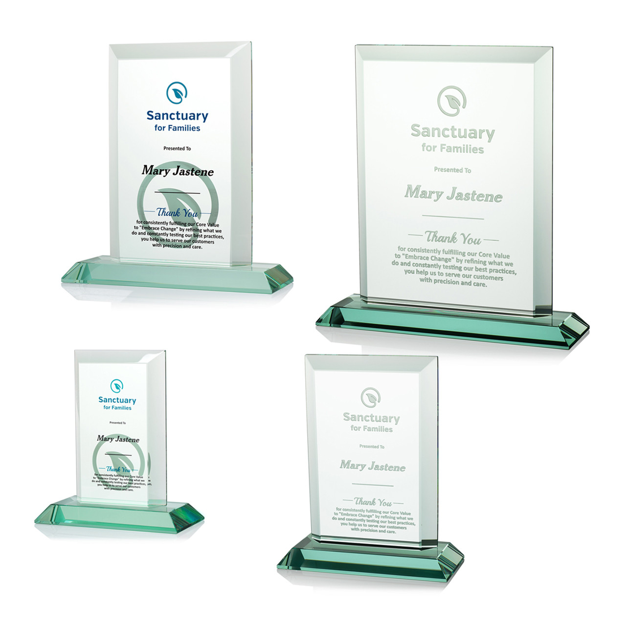 Recognition Plaques Clear Glass Horizontal Rectangle Award with Base  Appreciation