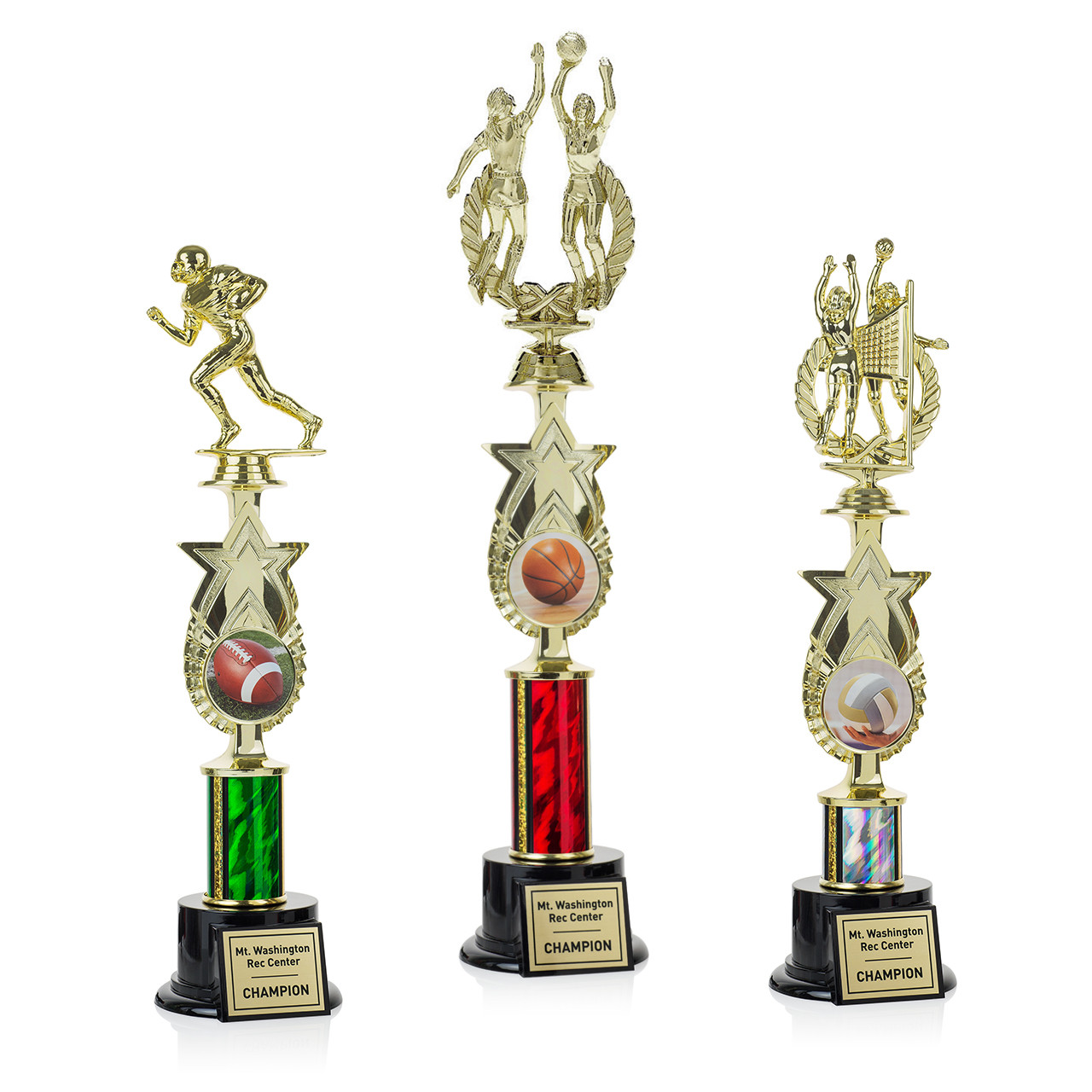 STAR DANCE GYMNASTIICS Trophies FREE ENGRAVING YOUR LOGO in 3 Sizes 3 Colours 