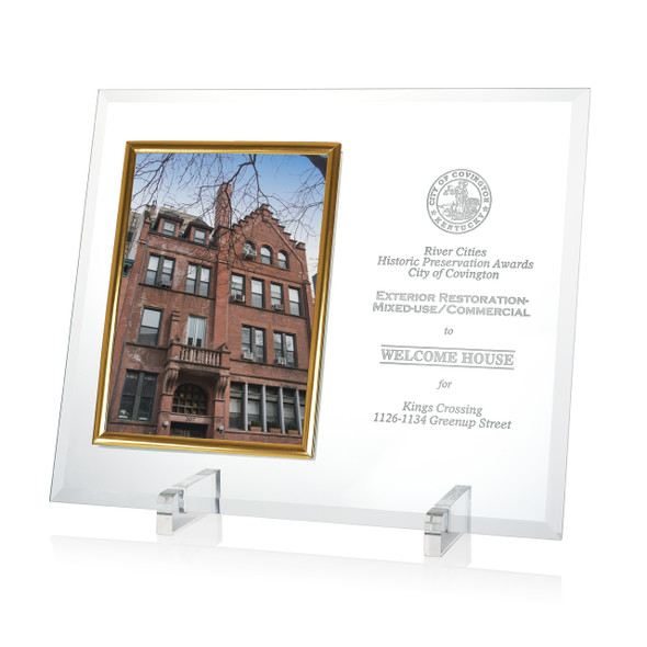 High Profile Square Glass Wall Plaque, Custom Glass Plaque