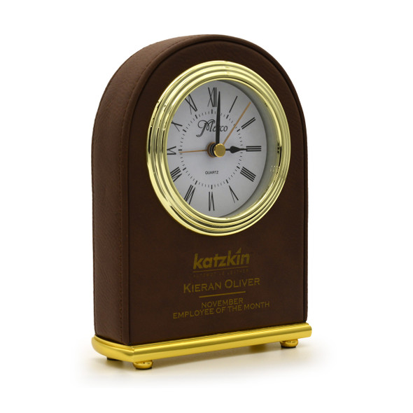 Arched Leatherette Clock