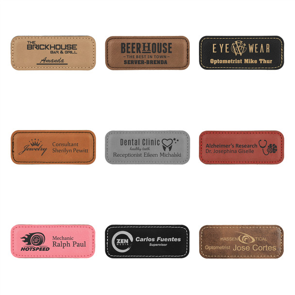 3.25" x 1.25" Leatherette Round Corner Name Tag