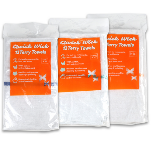  Terry Towels- Qwick Wick - 28 OZ. 16 x 19 Full White 