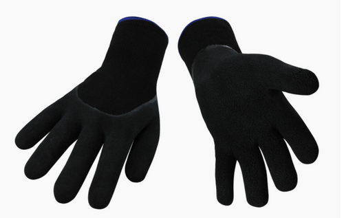 LATEX NYLON GRIP BLACK GLOVE - ACRYLIC FLEECE LINER  DOZEN