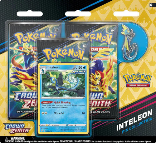 Pokemon Crown Zenith Inteleon Pin Collection 3 Pack Blister