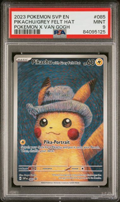 2023 Pokemon SVP EN-SV Black Star Promo 085 Pikachu With Grey Felt Hat Pokemon X Van Gogh PSA 9