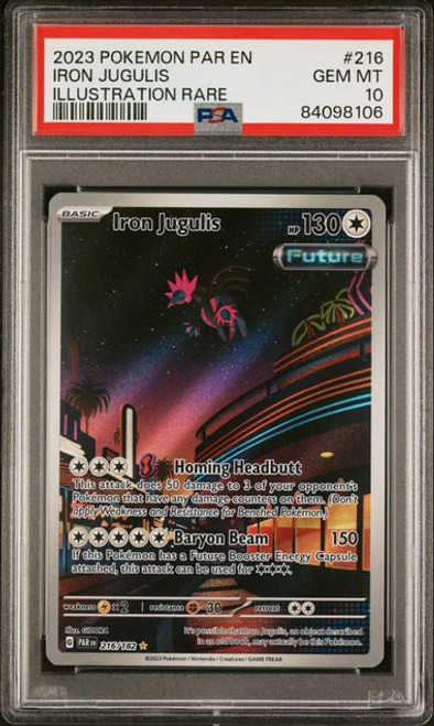 2023 Pokemon Par En-Paradox Rift 216 Iron Jugulis Illustration Rare PSA 10