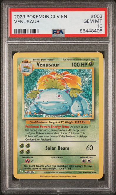 2023 Pokemon Clv-Trading Card Game Classic Venusaur & Lugia Ex Deck 003 Venusaur PSA 10