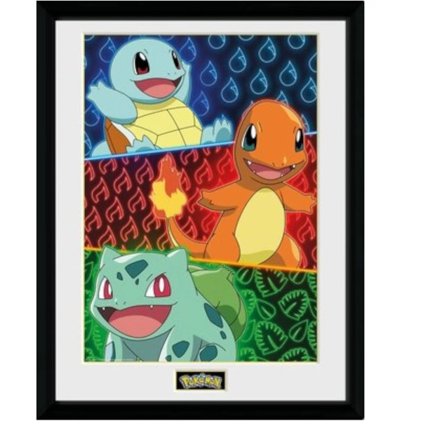 Pokemon Starters Glow Framed Collector Print 30 X 40