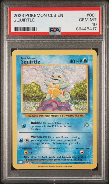 2023 Pokemon Clb-Trading Card Game Classic Blastoise & Suicune Ex Deck 001 Squirtle PSA 10