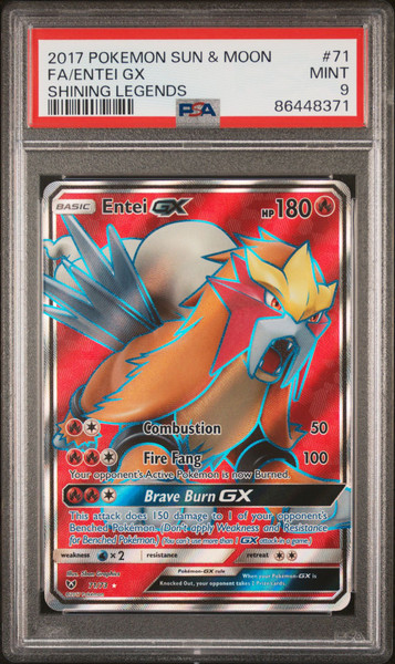 2017 Pokemon Sun & Moon Shining Legends 71 Full Art/Entei Gx PSA 9