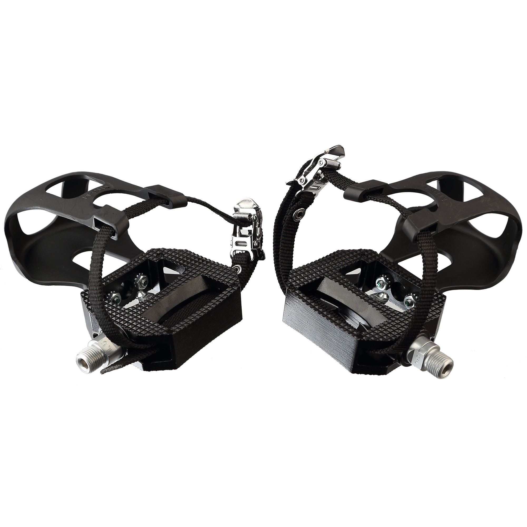 Bike Pedals, Pair, Deluxe Fixed SPD with Toe Cage, 9/16"