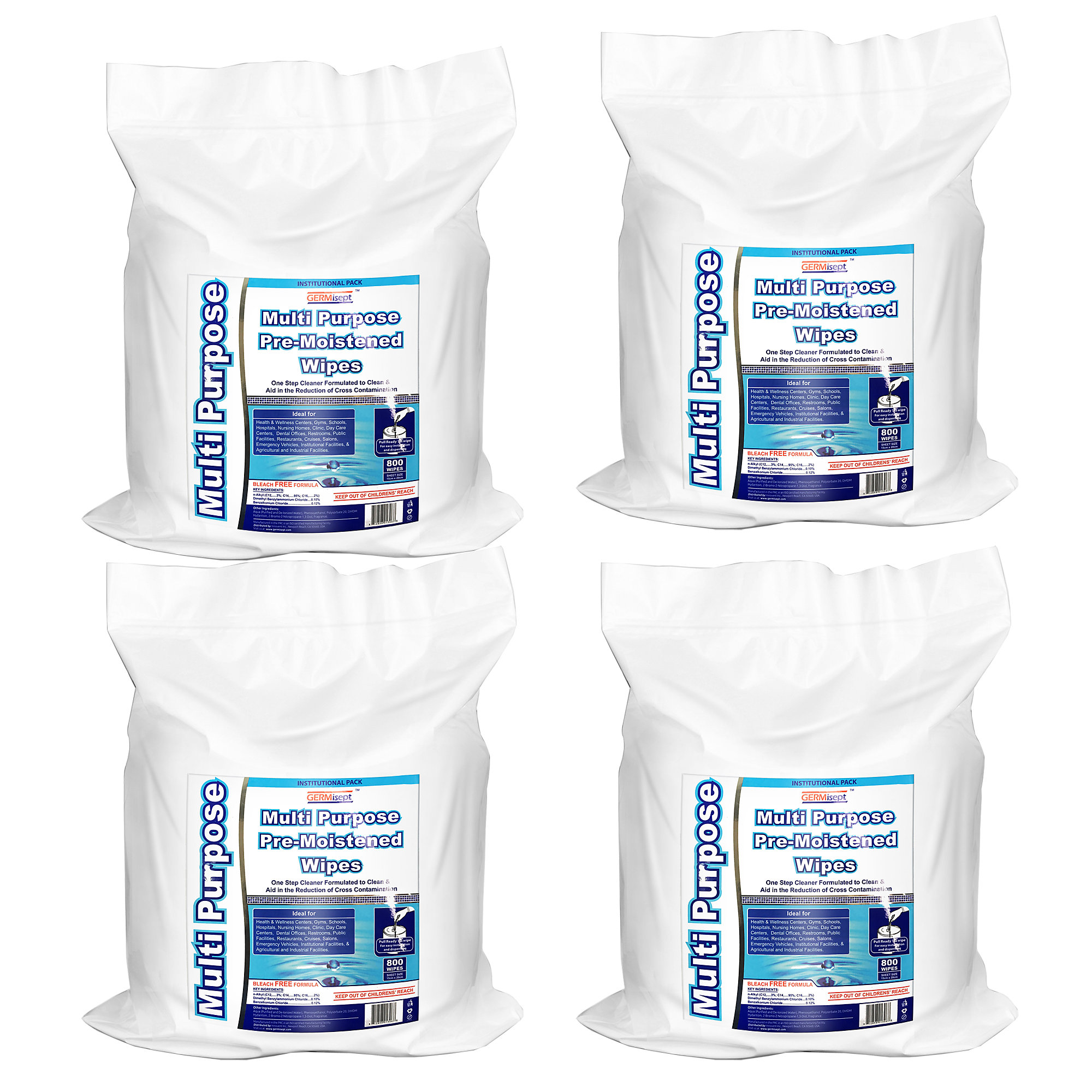 Germisept® Multi Purpose 6" x 8" Wipe, 800 wipes per roll, 4 rolls per case