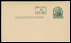 USA Scott # UX  41/UPSS #S57-1, 1952 2c on 1c Thomas Jefferson (UX27), green on buff, Surcharge 1 - Mint Postal Card