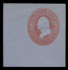 USA Scott # U 229, 1883 2c Washington, Scott Die U60, red on blue - Mint Full Corner