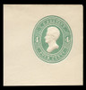 USA Scott # U 250, 1883-6 4c Jackson, Scott Die U66-1 (thin "4"), green on white - Mint Full Corner