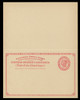 USA Scott # UY 11 1924 2c Liberty Head (Red) - Mint International Message-Reply Card - UNFOLDED (See Warranty)
