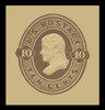 USA Scott # U 190, 1874-86 10c Jefferson, Scott Die 51, chocolate on amber - Mint Cut Square