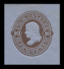 USA Scott # U 192, 1874-86 10c Jefferson, Scott Die 51, brown on blue - Mint Cut Square