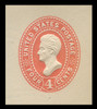 USA Scott # U 324b, 1887-94 4c Jackson, Scott Die U73, scarlet on white - Mint Cut Square