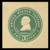 USA Scott # U 380, 1903 1c Franklin, Scott Die U85, green on amber - Mint Cut Square (See Warranty)