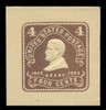 USA Scott # U 391, 1903 4c Grant, Scott Die U87, chocolate on amber - Mint Cut Square (See Warranty)