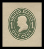 USA Scott # U 400, 1907-16 1c Franklin, Scott Die U90,  green on white, Die 1 - Mint Cut Square
