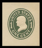 USA Scott # U 400a, 1907-16 1c Franklin, Scott Die U90,  green on white, Die 2 - Mint Cut Square