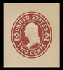 USA Scott # U 406a, 1907-16 2c Washington, Scott Die U91, brown red on white, Die 2 - Mint Cut Square