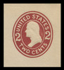 USA Scott # U 406b, 1907-16 2c Washington, Scott Die U90, brown red on white, Die 3 - Mint Cut Square