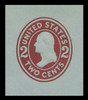 USA Scott # U 409b, 1907-16 2c Washington, Scott Die U90, brown red on blue, Die 3 - Mint Cut Square